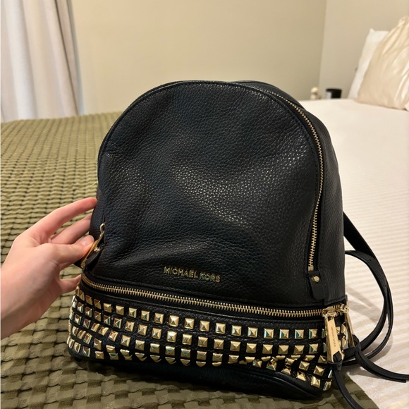 Michael Kors Black Backpack with Gold Accents - Picture 5 of 7